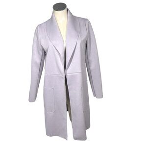 NWT STORY ON Amelia Open Front Long Blazer Lavender Suede Jacket Coat Size M